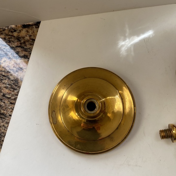 Vintage solid heavy brass candleholder with shade - Picture 6 of 10